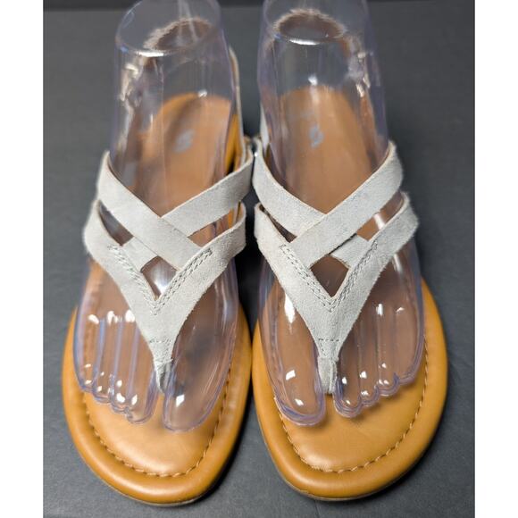 Franco Sarto Gretchen Strappy Sandals WOMENS SIZE 7 Gray Suede Slingback Flats - Picture 2 of 8